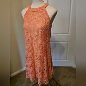 Annabella Dress, Sz. M, Sleeveless, Peach, Lacey/Crochet-Like Overlay w/ Stretch